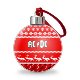 Ёлочный шар с принтом Праздничный AC/DC в Рязани, Пластик | Диаметр: 77 мм | ac dc | acdc |   снежинки | ангус янг | ас дс | асдс | крис слэйд | новогодний | новый год | рождество | стиви янг | эксл роуз