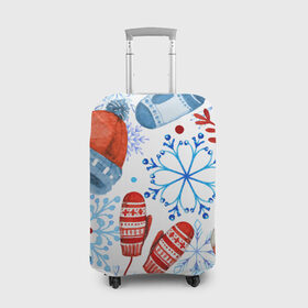 Чехол для чемодана 3D с принтом Праздника нам приходит в Рязани, 86% полиэфир, 14% спандекс | двустороннее нанесение принта, прорези для ручек и колес | зима | новый год | носок | одежда | снег | узор | шапка