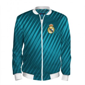 Мужской бомбер 3D с принтом Real Madrid 2018 Sportwear в Рязани, 100% полиэстер | застегивается на молнию, по бокам два кармана без застежек, по низу бомбера и на воротнике - эластичная резинка | 