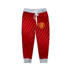 Детские брюки 3D с принтом Manchester United Sportwear в Рязани, 100% полиэстер | манжеты по низу, эластичный пояс регулируется шнурком, по бокам два кармана без застежек, внутренняя часть кармана из мелкой сетки | emirates | fc | manchester united | геометрия | манчестер юнайтед | спорт | футбол | футбольный клуб | эмблема