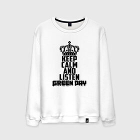 Мужской свитшот хлопок с принтом Keep calm and listen Green Day в Рязани, 100% хлопок |  | american idiot | green day | альтернативный | билли джо армстронг | грин дей | группа | зелёный день | майк дёрнт | музыка | надпись | панк | поп | поппанк | рок | тре кул