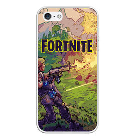 Чехол для iPhone 5/5S матовый с принтом Fortnite Королевская битва в Рязани, Силикон | Область печати: задняя сторона чехла, без боковых панелей | epic games | fort | fortnite battle | fortnite battle royale | fortnite royale | survival | королевский битва