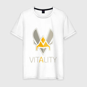 Мужская футболка хлопок с принтом VITALITY Team Esports в Рязани, 100% хлопок | прямой крой, круглый вырез горловины, длина до линии бедер, слегка спущенное плечо. | 6 | rainbow six | siege | битва | война | игра | киберспорт | оружие | осада | радуга | шутер