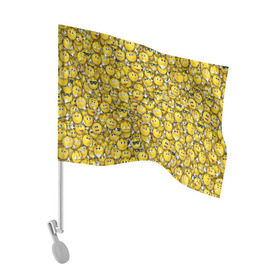 Флаг для автомобиля с принтом Веселые смайлики в Рязани, 100% полиэстер | Размер: 30*21 см | emoji | smile | желтый | круглый | лица | паттерн | смайл | улыбка | эмоции
