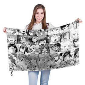 Флаг 3D с принтом Faces from Hentai в Рязани, 100% полиэстер | плотность ткани — 95 г/м2, размер — 67 х 109 см. Принт наносится с одной стороны | ahegao | anime | kodome | manga | senpai | аниме | анимэ | ахегао | кодоме | манга | меха | сенпай | юри | яой