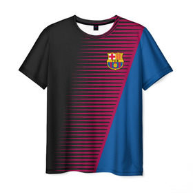 Мужская футболка 3D с принтом FC Barca 2018 Creative uniform в Рязани, 100% полиэфир | прямой крой, круглый вырез горловины, длина до линии бедер | Тематика изображения на принте: fc | fc barcelona | fcb | барселона | спорт | спортивные | фк | футбол | футбольный клуб