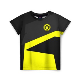 Детская футболка 3D с принтом Borussia 2018 Geometry Sport в Рязани, 100% гипоаллергенный полиэфир | прямой крой, круглый вырез горловины, длина до линии бедер, чуть спущенное плечо, ткань немного тянется | fc |  borussia dortmund | боруссия | спорт | спортивные | фк | футбол | футбольный клуб