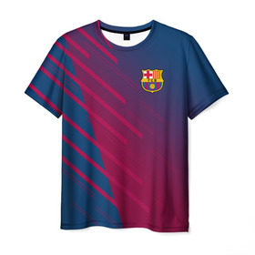 Мужская футболка 3D с принтом FC Barca 2018 Creative uniform в Рязани, 100% полиэфир | прямой крой, круглый вырез горловины, длина до линии бедер | 