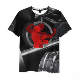 Мужская футболка 3D с принтом Мотивация в Рязани, 100% полиэфир | прямой крой, круглый вырез горловины, длина до линии бедер |   | мотивация | сила | спорт