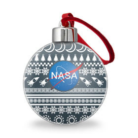Ёлочный шар с принтом Свитер NASA в Рязани, Пластик | Диаметр: 77 мм | nasa | космос | логотип | наса | ракета