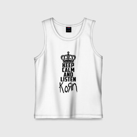 Детская майка хлопок с принтом Keep calm and listen Korn в Рязани,  |  | korn | koяn | арвизу | дэвис | корн | коян | лузье | манки | уэлч | филди | филипп | хэд | шаффер