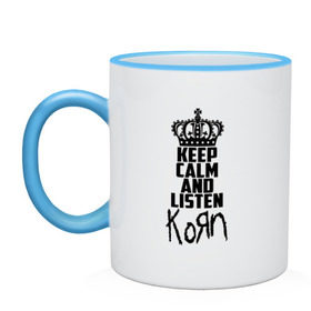 Кружка двухцветная с принтом Keep calm and listen Korn в Рязани, керамика | объем — 330 мл, диаметр — 80 мм. Цветная ручка и кайма сверху, в некоторых цветах — вся внутренняя часть | Тематика изображения на принте: korn | koяn | арвизу | дэвис | корн | коян | лузье | манки | уэлч | филди | филипп | хэд | шаффер