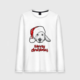 Мужской лонгслив хлопок с принтом Собака Санта в Рязани, 100% хлопок |  | christmas | dog | holiday | new year | santa claus | santa hat | snow | snowflakes | winter | дед мороз | зима | новый год | праздник | рождество | санта клаус | снег | снежинки | собака | шапка