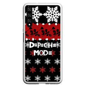 Чехол для Honor 20 с принтом Праздничный Depeche Mode в Рязани, Силикон | Область печати: задняя сторона чехла, без боковых панелей | Тематика изображения на принте: depeche mode | вестник моды | депеш мод | дэйв гаан | мартин гор | новогодний | новый год | рождество | роза | снежинки | энди флетчер