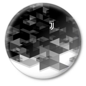 Значок с принтом Juventus 2018 Geometry Sport в Рязани,  металл | круглая форма, металлическая застежка в виде булавки | Тематика изображения на принте: fc | juventus | спорт | спортивные | фк | футбол | футбольный клуб | ювентус