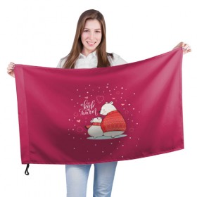 Флаг 3D с принтом Keep warm в Рязани, 100% полиэстер | плотность ткани — 95 г/м2, размер — 67 х 109 см. Принт наносится с одной стороны | Тематика изображения на принте: зима | медведь | новый год | подарок | рождество