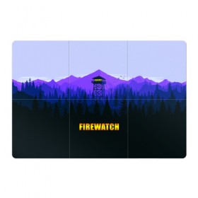 Магнитный плакат 3Х2 с принтом Firewatch в Рязани, Полимерный материал с магнитным слоем | 6 деталей размером 9*9 см | вышка | закат | лес | пейзаж