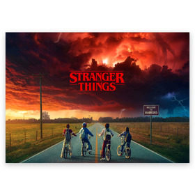 Поздравительная открытка с принтом Stranger Things в Рязани, 100% бумага | плотность бумаги 280 г/м2, матовая, на обратной стороне линовка и место для марки
 | Тематика изображения на принте: stranger things | очень странные дела