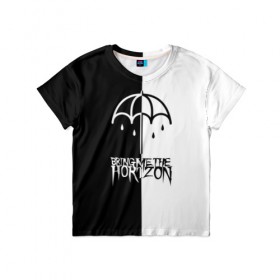 Детская футболка 3D с принтом Bring Me the Horizon в Рязани, 100% гипоаллергенный полиэфир | прямой крой, круглый вырез горловины, длина до линии бедер, чуть спущенное плечо, ткань немного тянется | Тематика изображения на принте: bmth | bring me the horizon | бмтх | бринг ми зе хоризон | достань для меня горизон