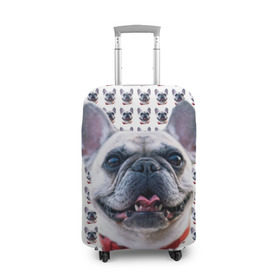 Чехол для чемодана 3D с принтом Французский бульдог в Рязани, 86% полиэфир, 14% спандекс | двустороннее нанесение принта, прорези для ручек и колес | Тематика изображения на принте: бульдог | бульдожка | пес | песик | собака | французский бульдог