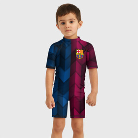 Детский купальный костюм 3D с принтом FC Barca 2018 Creative uniform в Рязани, Полиэстер 85%, Спандекс 15% | застежка на молнии на спине | fc | fc barcelona | fcb | барселона | спорт | спортивные | фк | футбол | футбольный клуб