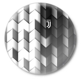 Значок с принтом Juventus 2018 Geometry Sport в Рязани,  металл | круглая форма, металлическая застежка в виде булавки | fc | juventus | спорт | спортивные | фк | футбол | футбольный клуб | ювентус