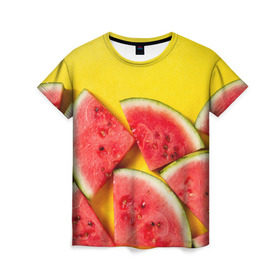 Женская футболка 3D с принтом арбуз в Рязани, 100% полиэфир ( синтетическое хлопкоподобное полотно) | прямой крой, круглый вырез горловины, длина до линии бедер | berry | food | fruit | health | rest | summer | vegan | vegetarianism | vitamins | watermelon | арбуз | веган | вегетарианство | витамины | еда | здоровье | лето | отдых | фрукты | ягода
