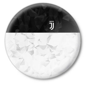 Значок с принтом Juventus 2018 Black and White в Рязани,  металл | круглая форма, металлическая застежка в виде булавки | Тематика изображения на принте: fc | juventus | спорт | спортивные | фк | футбол | футбольный клуб | ювентус