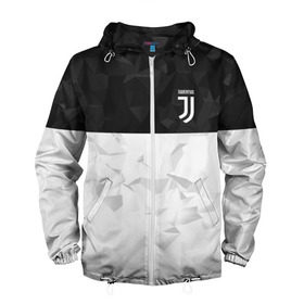 Мужская ветровка 3D с принтом Juventus 2018 Black and White в Рязани, 100% полиэстер | подол и капюшон оформлены резинкой с фиксаторами, два кармана без застежек по бокам, один потайной карман на груди | Тематика изображения на принте: fc | juventus | спорт | спортивные | фк | футбол | футбольный клуб | ювентус