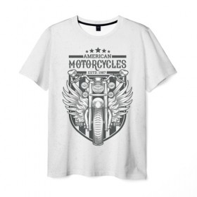 Мужская футболка 3D с принтом Vintage motocycle 5 в Рязани, 100% полиэфир | прямой крой, круглый вырез горловины, длина до линии бедер | harley | motorbike | motorcycle | race | rider | ryder | skull | speed | байк | гонки | гонщик | мото | мотобайк | мотоцикл | райдер | скорость | харлей | череп