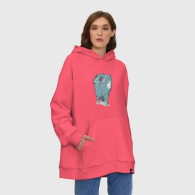 Худи SuperOversize хлопок с принтом Котик в Рязани, 70% хлопок, 30% полиэстер, мягкий начес внутри | карман-кенгуру, эластичная резинка на манжетах и по нижней кромке, двухслойный капюшон
 | киса домашние животные | кот | котик | коты | кошка | кошки