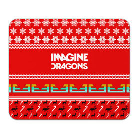Коврик прямоугольный с принтом Праздничный Imagine Dragons в Рязани, натуральный каучук | размер 230 х 185 мм; запечатка лицевой стороны | dragons | imagine | альтернативный | американская | арена | бэн макки | группа | драгонс | дэн | дэн рейнольдс | знак | имеджин | инди | индирок | красный | надпись | новогодний | новый год | поп | праздник