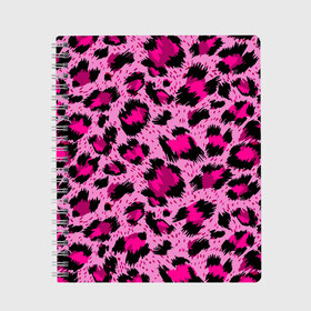Тетрадь с принтом Розовый леопард в Рязани, 100% бумага | 48 листов, плотность листов — 60 г/м2, плотность картонной обложки — 250 г/м2. Листы скреплены сбоку удобной пружинной спиралью. Уголки страниц и обложки скругленные. Цвет линий — светло-серый
 | Тематика изображения на принте: гепард | леопард