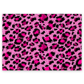 Поздравительная открытка с принтом Розовый леопард в Рязани, 100% бумага | плотность бумаги 280 г/м2, матовая, на обратной стороне линовка и место для марки
 | Тематика изображения на принте: гепард | леопард