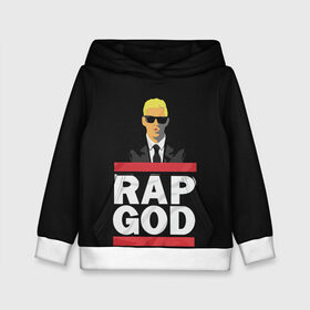 Детская толстовка 3D с принтом Rap God Eminem в Рязани, 100% полиэстер | двухслойный капюшон со шнурком для регулировки, мягкие манжеты на рукавах и по низу толстовки, спереди карман-кенгуру с мягким внутренним слоем | actor | american rapper | composer | eminem | music | rap | rap god | record producer |   | актёр | американский | композитор | музыка | музыкальный продюсер | рэп | рэпер