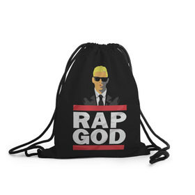 Рюкзак-мешок 3D с принтом Rap God Eminem в Рязани, 100% полиэстер | плотность ткани — 200 г/м2, размер — 35 х 45 см; лямки — толстые шнурки, застежка на шнуровке, без карманов и подкладки | actor | american rapper | composer | eminem | music | rap | rap god | record producer |   | актёр | американский | композитор | музыка | музыкальный продюсер | рэп | рэпер