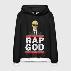 Мужская толстовка 3D с принтом Rap God Eminem в Рязани, 100% полиэстер | двухслойный капюшон со шнурком для регулировки, мягкие манжеты на рукавах и по низу толстовки, спереди карман-кенгуру с мягким внутренним слоем. | actor | american rapper | composer | eminem | music | rap | rap god | record producer |   | актёр | американский | композитор | музыка | музыкальный продюсер | рэп | рэпер