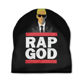 Шапка 3D с принтом Rap God Eminem в Рязани, 100% полиэстер | универсальный размер, печать по всей поверхности изделия | actor | american rapper | composer | eminem | music | rap | rap god | record producer |   | актёр | американский | композитор | музыка | музыкальный продюсер | рэп | рэпер