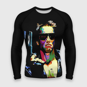 Мужской рашгард 3D с принтом Терминатор в Рязани,  |  | arnold schwarzenegger | art | black | bright | colors | fantasy | film | murderer | pop art | robot | terminator | weapons | арнольд шварценеггер | искусство | оружие | очки | поп арт | робот | терминатор | фантастика | фильм | цвета | 