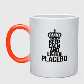 Кружка хамелеон с принтом Keep calm and listen Placebo в Рязани, керамика | меняет цвет при нагревании, емкость 330 мл | 