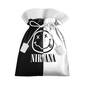 Подарочный 3D мешок с принтом Nirvana в Рязани, 100% полиэстер | Размер: 29*39 см | cobain | kurt | nirvana | альтернативный | гранж | грол | группа | дональд | кобейн | курт | музыка | музыкант | надпись | нервана | нирвана | новоселич | певец | рок | смайл | смайлик | солист | язык