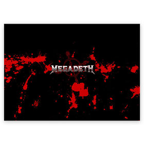 Поздравительная открытка с принтом Megadeth в Рязани, 100% бумага | плотность бумаги 280 г/м2, матовая, на обратной стороне линовка и место для марки
 | megadet | megadeth | группа | дирк вербурен | дэвид эллефсон | дэйв мастейн | кико лоурейро | мегадет | мегадетх | метал | рок | трэш | трэшметал | тяжелый | хард | хардрок | хеви | хевиметал