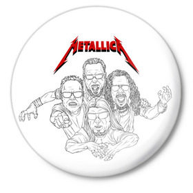 Значок с принтом Metallica в Рязани,  металл | круглая форма, металлическая застежка в виде булавки | 