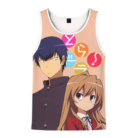 Мужская майка 3D с принтом ToraDora в Рязани, 100% полиэстер | круглая горловина, приталенный силуэт, длина до линии бедра. Пройма и горловина окантованы тонкой бейкой | aisaka | taiga | toradora | торадора