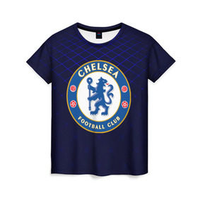 Женская футболка 3D с принтом Chelsea 2018 Uniform в Рязани, 100% полиэфир ( синтетическое хлопкоподобное полотно) | прямой крой, круглый вырез горловины, длина до линии бедер | 