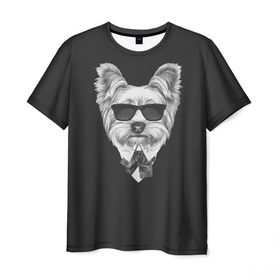 Мужская футболка 3D с принтом Йоркширский терьер_13 в Рязани, 100% полиэфир | прямой крой, круглый вырез горловины, длина до линии бедер | домашние животные | пес | собака | терьер