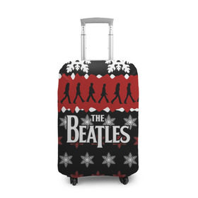 Чехол для чемодана 3D с принтом Праздничный The Beatles в Рязани, 86% полиэфир, 14% спандекс | двустороннее нанесение принта, прорези для ручек и колес | beatles | the beatles | бител | битлз | битлс | битлы | группа | джон леннон | джордж харрисон | жуки | знак | красный | ливерпульская четвёрка | мерсибит | надпись | новогодний | новый год | пол маккартни | поп