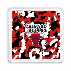 Магнит 55*55 с принтом CHICAGO BULLS Новогодний в Рязани, Пластик | Размер: 65*65 мм; Размер печати: 55*55 мм | Тематика изображения на принте: камуфляж | красный | чикаго буллс