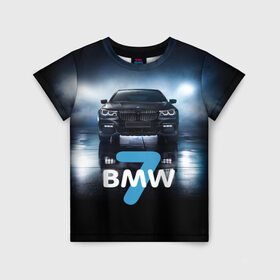 Детская футболка 3D с принтом BMW 7 series в Рязани, 100% гипоаллергенный полиэфир | прямой крой, круглый вырез горловины, длина до линии бедер, чуть спущенное плечо, ткань немного тянется | 7 серия | авто | автомобиль | бмв | бумер | машина | суперкар | тачка
