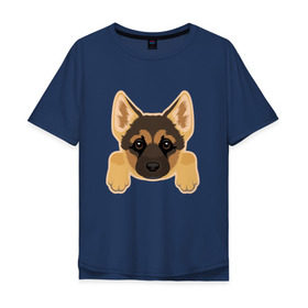 Мужская футболка хлопок Oversize с принтом Немецкая овчарка щенок в Рязани, 100% хлопок | свободный крой, круглый ворот, “спинка” длиннее передней части | домашние животные | овчарка | собака | собачка